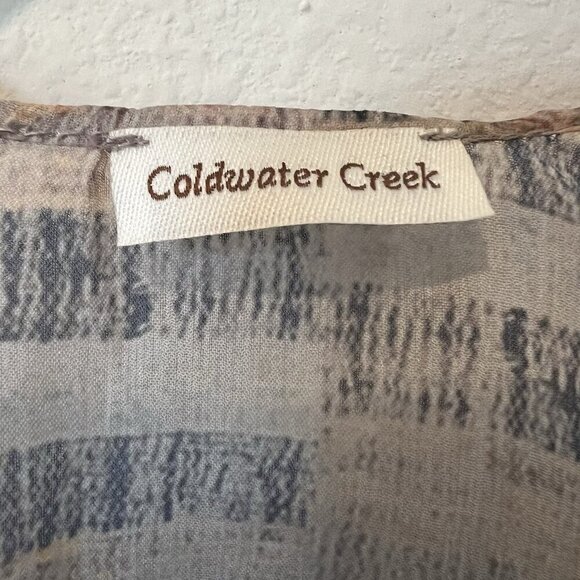 Coldwater Creek Women’s Patchwork Kimono Kaftan Sheer Drapey Boho Hippie Fall OS - Picture 6 of 8